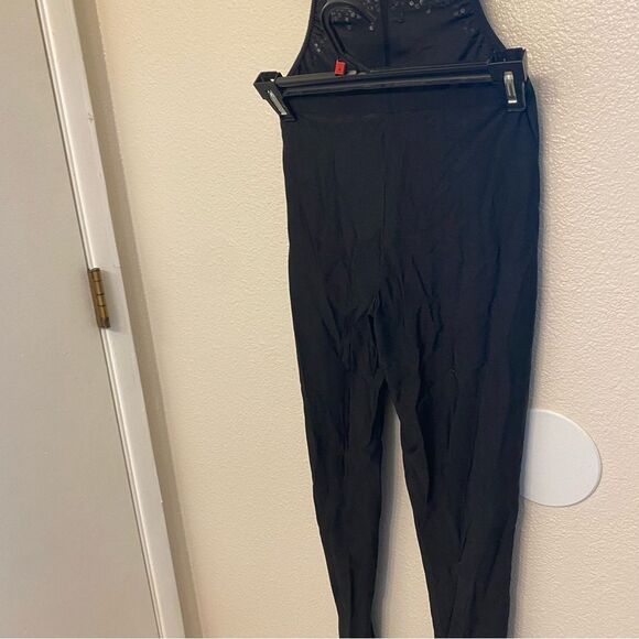Glamour solo dance costume black sequin unitard rhinestone embellished SA adult - Picture 7 of 14
